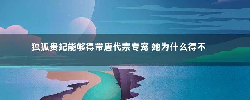 独孤贵妃能够得带唐代宗专宠 她为什么得不到皇后的位置